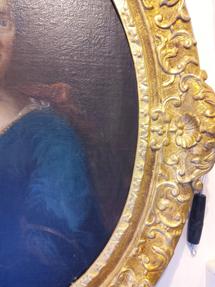 Portrait Of Woman From The XVIIIth S In Its Original Frame-photo-4
